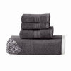 Eula Modern 6 Piece Cotton Towel Set Stylish Damask Pattern Dark Gray By Casagear Home BM284471