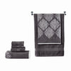 Eula Modern 6 Piece Cotton Towel Set, Stylish Damask Pattern, Dark Gray By Casagear Home