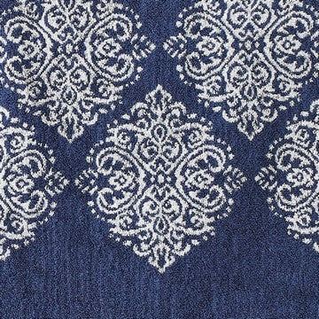 Eula Modern 6 Piece Cotton Towel Set Stylish Damask Pattern Deep Blue By Casagear Home BM284473