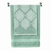 Eula Modern 6 Piece Cotton Towel Set Stylish Damask Pattern Sage Green By Casagear Home BM284474
