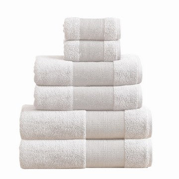 Indy Modern 6 Piece Cotton Towel Set, Softly Textured Design, Crisp White By Casagear Home