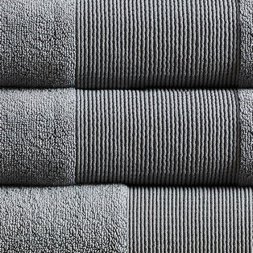 Indy Modern 6 Piece Cotton Towel Set Softly Textured Design Dark Gray By Casagear Home BM284479