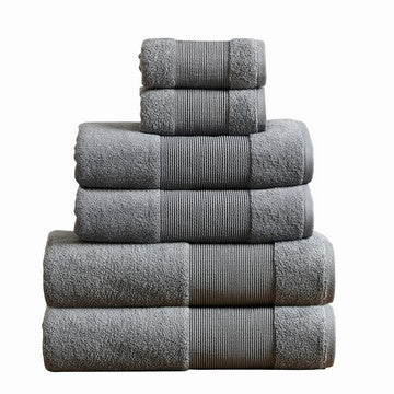Indy Modern 6 Piece Cotton Towel Set, Softly Textured Design, Dark Gray By Casagear Home