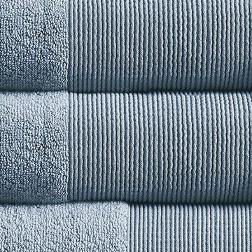 Indy Modern 6 Piece Cotton Towel Set Softly Textured Design Slate Blue By Casagear Home BM284480