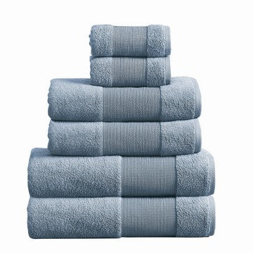 Indy Modern 6 Piece Cotton Towel Set, Softly Textured Design, Slate Blue By Casagear Home