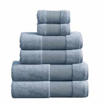 Indy Towel Set | 6 Piece | Cotton | Textured Design | Slate Blue