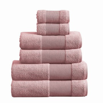 Indy Towel Set | 6 Piece | Cotton | Textured Design | Silky Pink