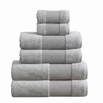 Indy Modern 6 Piece Cotton Towel Set, Softly Textured Design, Light Gray By Casagear Home