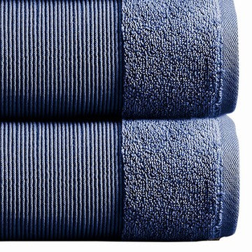 Indy Modern 6 Piece Cotton Towel Set Softly Textured Design Deep Blue By Casagear Home BM284484