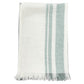 50 Inch Throw Blanket, Soft Belgian Flax Linen, Sage Green Stripes, White By Casagear Home