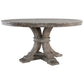 60 Inch Classic Round Wood Dining Table, Pedestal, Handcrafted, Gray, Brown By Casagear Home