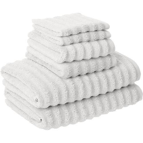 Cora Towel Set | 6 Piece | Egyptian Cotton | Textured Design | White