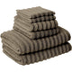 Cora Towel Set | 6 Piece | Egyptian Cotton | Textured Design | Brown
