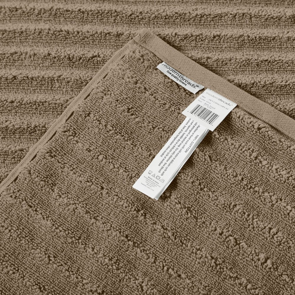 Cora 6 Piece Soft Egyptian Cotton Towel Set Classic Textured Design Brown By Casagear Home BM284591