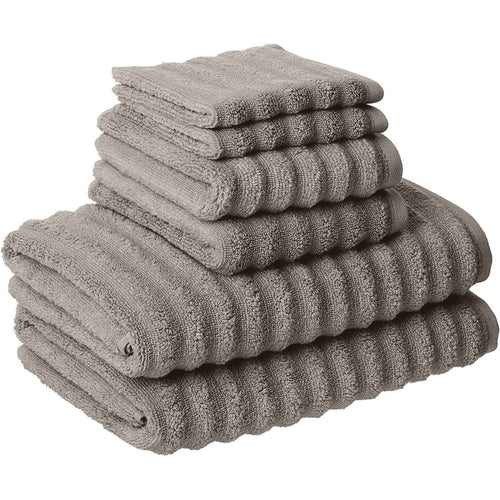 Cora Towel Set | 6 Piece | Egyptian Cotton | Textured Design | Gray