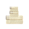 Noa Towel Set | 6 Piece | Egyptian Cotton | Damask Pattern | Beige