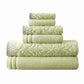 Noa 6 Piece Soft Egyptian Cotton Towel Set, Solid Damask Trim, Green By Casagear Home