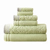 Noa Towel Set | 6 Piece | Egyptian Cotton | Damask Trim | Green