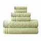Noa Towel Set | 6 Piece | Egyptian Cotton | Damask Trim | Green