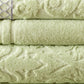 Noa 6 Piece Soft Egyptian Cotton Towel Set Solid Damask Trim Green By Casagear Home BM284598