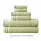 Noa 6 Piece Soft Egyptian Cotton Towel Set Solid Damask Trim Green By Casagear Home BM284598
