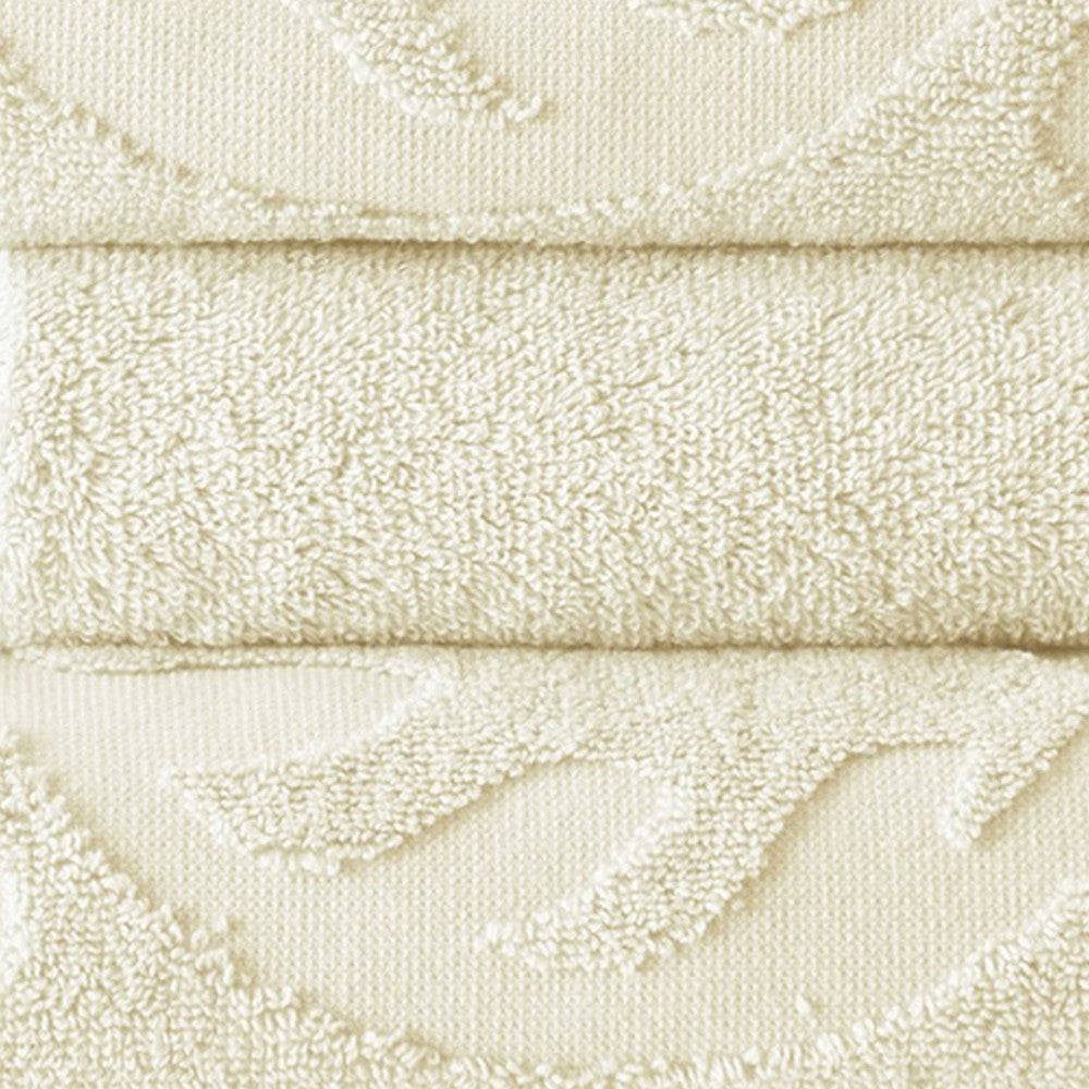 Oya 6 Piece Soft Egyptian Cotton Towel Set Solid Medallion Pattern Ivory By Casagear Home BM284603
