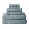 Oya Towel Set | 6 Piece | Egyptian Cotton | Medallion Pattern | Blue Gray