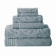 Oya Towel Set | 6 Piece | Egyptian Cotton | Medallion Pattern | Blue Gray