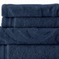 Oya 6 Piece Soft Egyptian Cotton Towel Set Medallion Pattern Navy Blue By Casagear Home BM284607