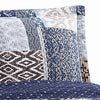 Mai 3 Piece Queen Size Cotton Quilt Set Patchwork Reversible Blue Rust By Casagear Home BM284608