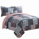 Mai Quilt Set | 3 Piece King | Damask Patchwork Reversible | Blue