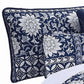 Ann 6 Piece Queen Size Polyester Quilt Set Flowers Reversible Navy Blue By Casagear Home BM284614