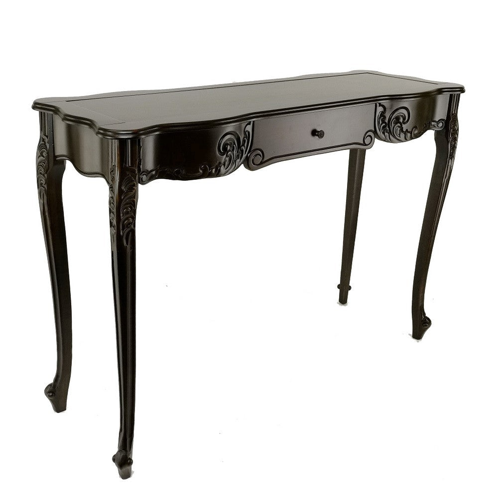 Troy Console Table | 32" | Classic Wood | 1 Drawer | Floral Carved | Brown