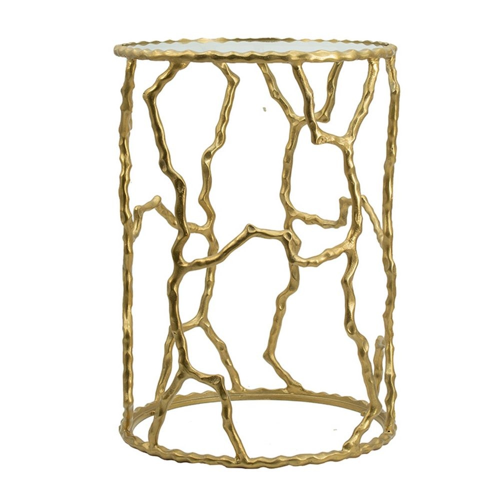 Buy 24" Round Accent Table, Metal Twig Frame, Gold | Casagear