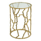 24 Inch Round Accent Table Intricate Metal Twig Inspired Open Frame Gold By Casagear Home BM284699