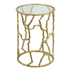 24 Inch Round Accent Table Intricate Metal Twig Inspired Open Frame Gold By Casagear Home BM284699