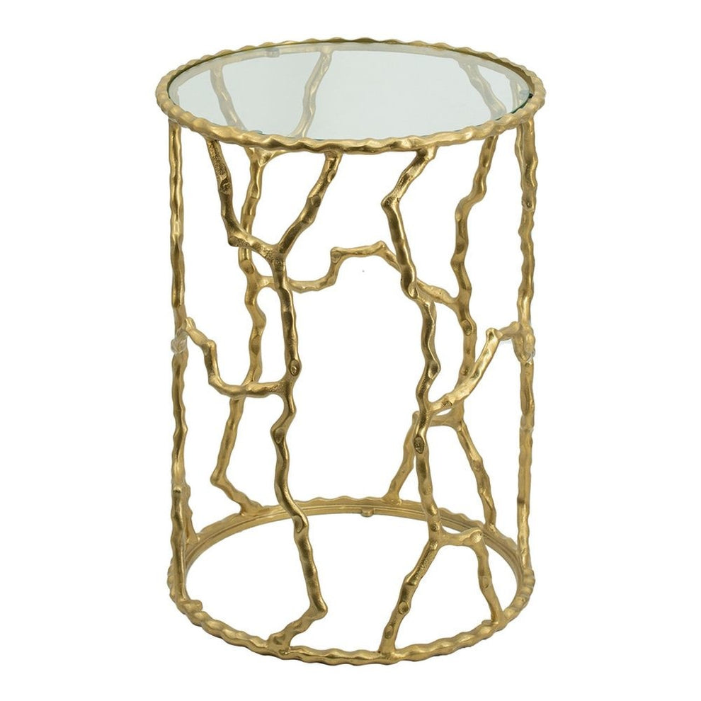 Buy 24" Round Accent Table, Metal Twig Frame, Gold Casagear