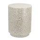 18 Inch Luxury Accent Table Stool, Foliage Star Pattern, Champagne White By Casagear Home