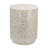 Accent Table Stool | 18" | Star Foliage Pattern | Champagne White