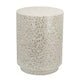Accent Table Stool | 18" | Star Foliage Pattern | Champagne White