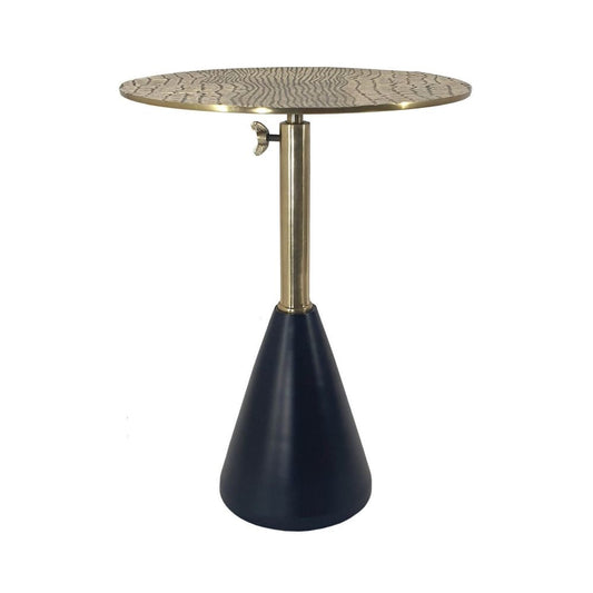 20 Inch Modern Aluminum Accent Table, Crocodile Textured Table, Gold, Black By Casagear Home