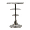 Aja 22 Inch Aluminum Accent Table, Rounded Top, Teardrop Base, Silver By Casagear Home