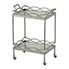 Bar Cart | 30" | Aluminum | 2 Tier Glass Shelves | Silver Accents