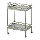 Bar Cart | 30" | Aluminum | 2 Tier Glass Shelves | Silver Accents