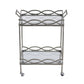 30 Inch Aluminum Bar Cart 2 Tier Glass Shelves Dynamic Accents Silver By Casagear Home BM284713