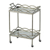 30 Inch Aluminum Bar Cart, 2 Tier Glass Shelves, Dynamic Accents, Silver By Casagear Home