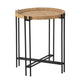 Side Table | 24" | Carved Wood Top | Iron Frame | Round | Brown