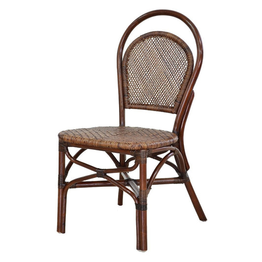 19 Inch Classic Wood Armless Chair, Rattan, Curved Back, Dual Toned, Brown By Casagear Home