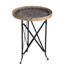 Side Table | 25" | Round Wood Top | Metal Frame | Vintage | Brown
