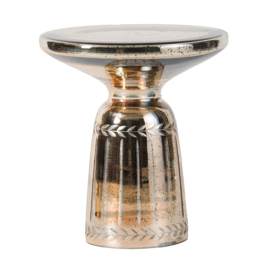 Liv Side Table | 18" | Laurel Trim | Round Glass Top | Gold